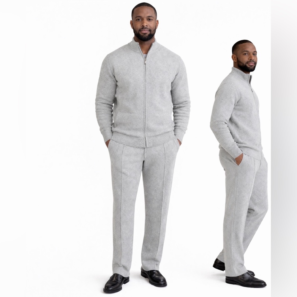 Men's Gray Wool Sweater Suit